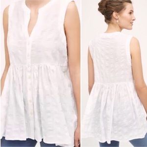 ANTHROPOLOGIE 11.1 TYLHO Lenora White Peplum Top